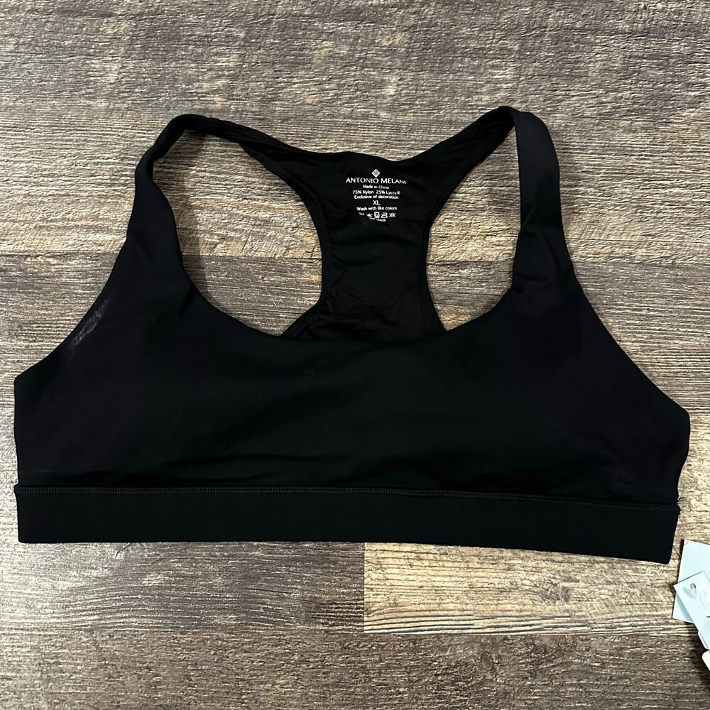 Antonio Melani Women's Black Solid Scoop Neck Racerback Sport Bras Size XL NWT